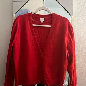 Red cardigan